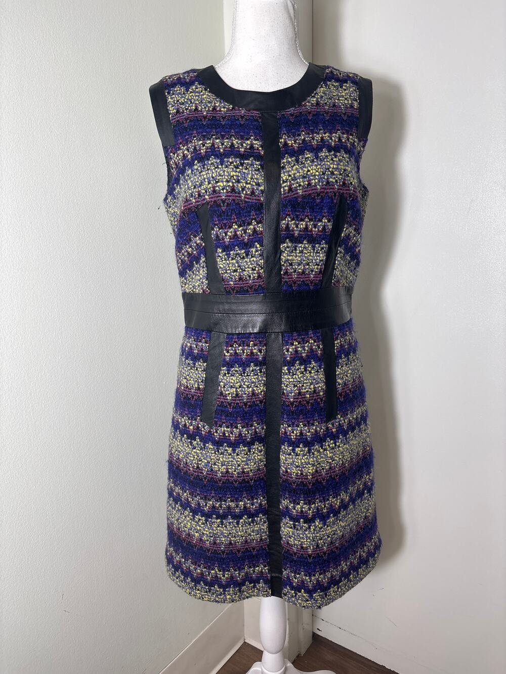 Milly Purple Mixed Media Sleeveless Knee Length Sheath Dress Sz 10